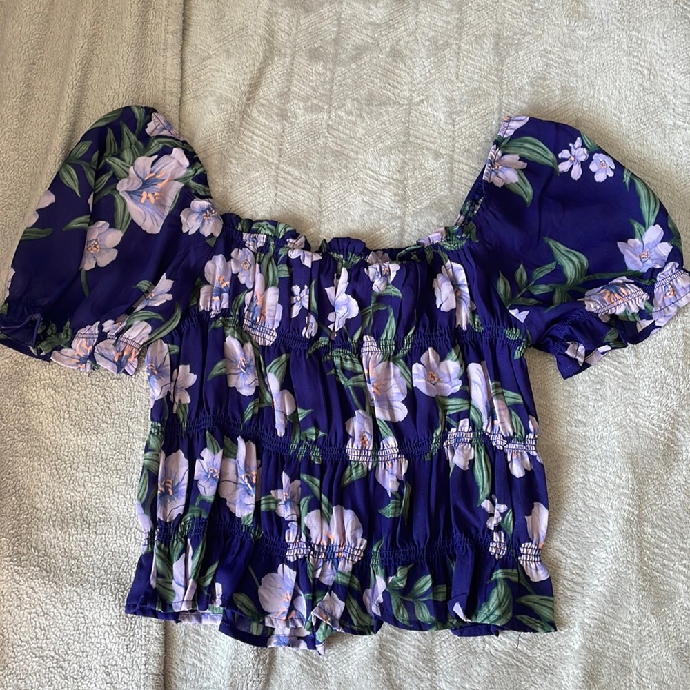 Smocked floral shirt
